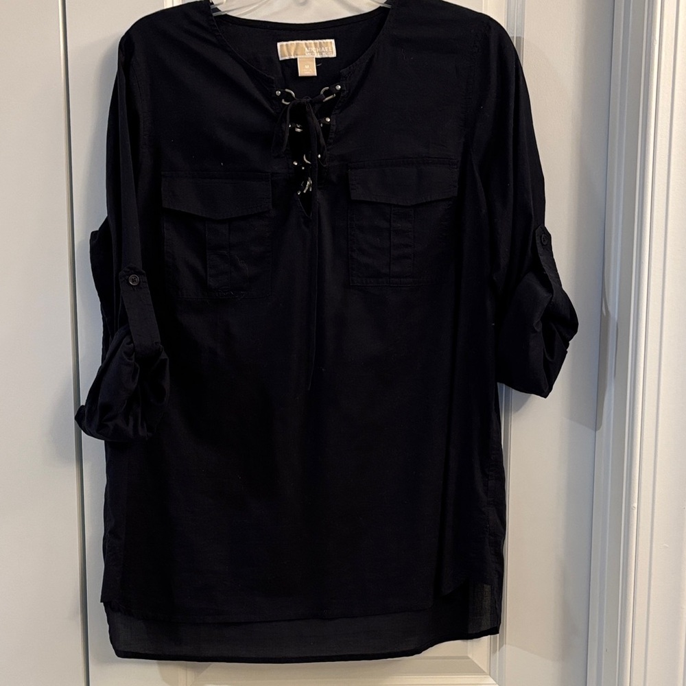 MICHAEL Michael Kors Navy Lace-Up Blouse